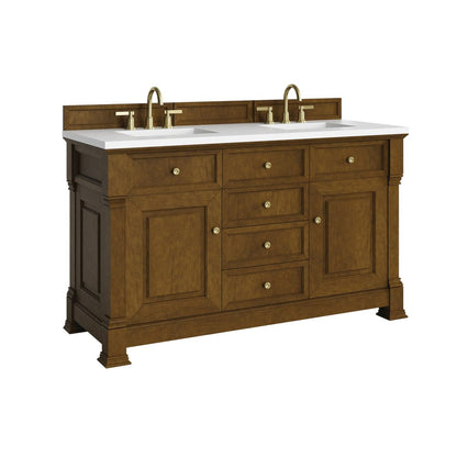 James Martin - Brookfield 60" Double Vanity, Honey Oak,  w/ 3 CM White Zeus Silestone Top - 547-V60D-HNO-3WZ view 10