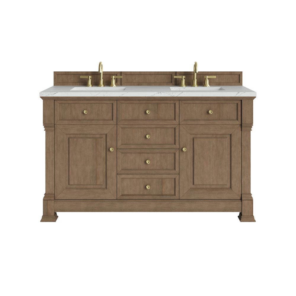 James Martin - Brookfield 60" Double Vanity, Pecan w/ 3 CM Ethereal Noctis Silestone  Top - 547-V60D-PCN-3ENC view 1