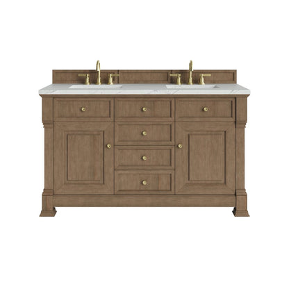 James Martin - Brookfield 60" Double Vanity, Pecan w/ 3 CM Ethereal Noctis Silestone  Top - 547-V60D-PCN-3ENC view 1