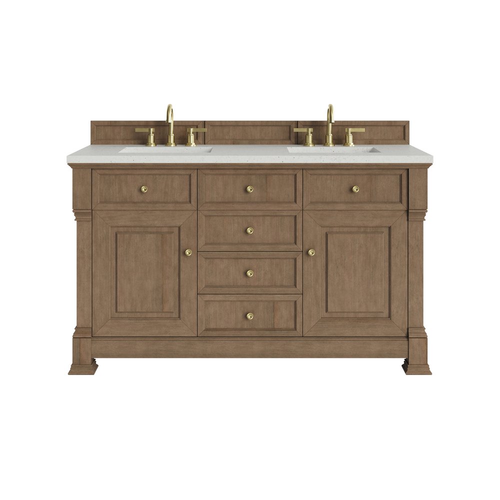 James Martin - Brookfield 60" Double Vanity, Pecan w/ 3 CM Lime Delight Silestone  Top - 547-V60D-PCN-3LDL view 1