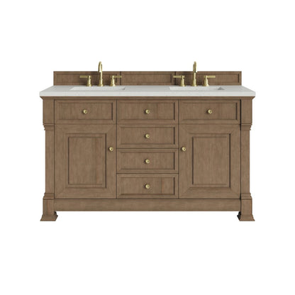 James Martin - Brookfield 60" Double Vanity, Pecan w/ 3 CM Lime Delight Silestone  Top - 547-V60D-PCN-3LDL view 1