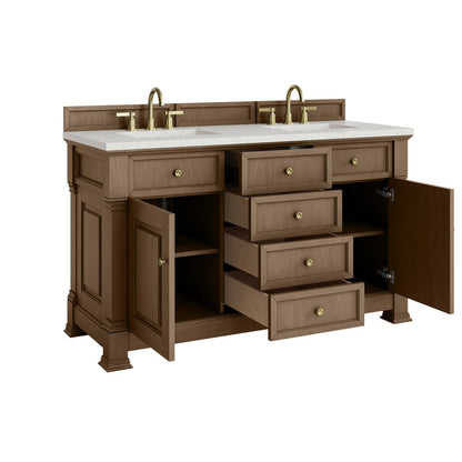 James Martin - Brookfield 60" Double Vanity, Pecan w/ 3 CM Lime Delight Silestone  Top - 547-V60D-PCN-3LDL view 8