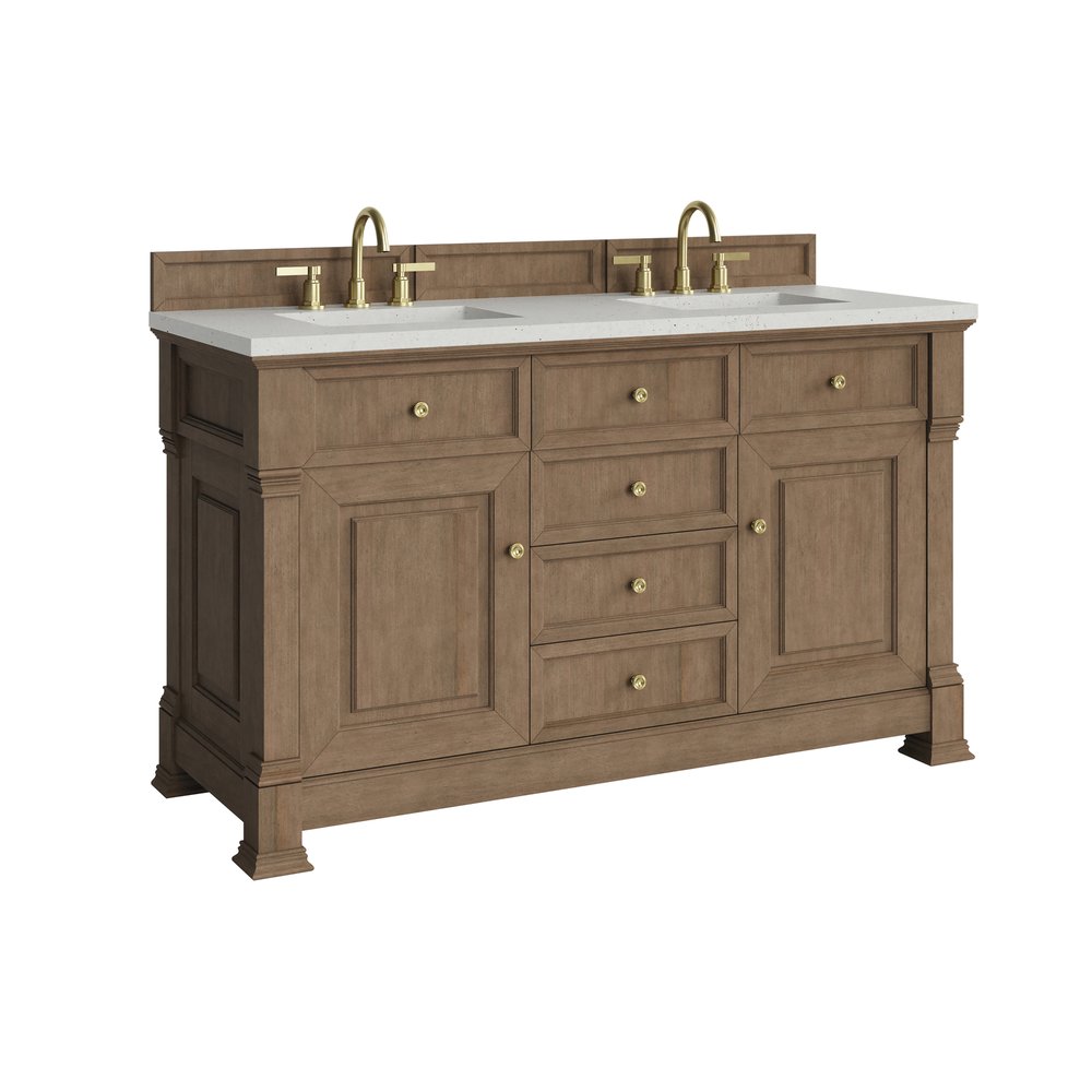 James Martin - Brookfield 60" Double Vanity, Pecan w/ 3 CM Lime Delight Silestone  Top - 547-V60D-PCN-3LDL view 10