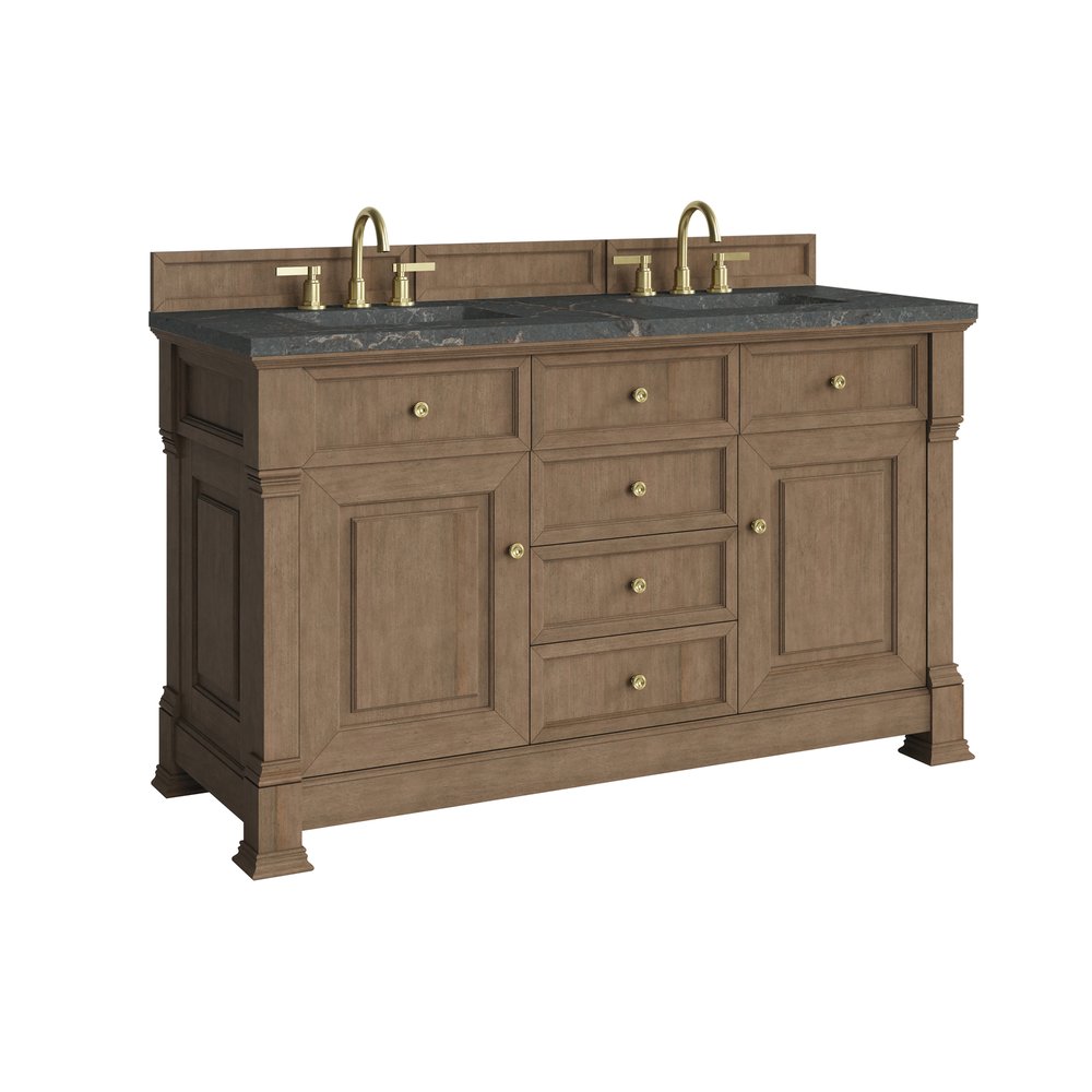 James Martin - Brookfield 60" Double Vanity, Pecan w/ 3 CM Parisien Bleu Silestone Top - 547-V60D-PCN-3PBL view 10