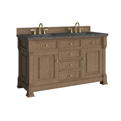 James Martin - Brookfield 60" Double Vanity, Pecan w/ 3 CM Parisien Bleu Silestone Top w/FreePower Wireless Charger - 547-V60D-PCN-FPBL view 11