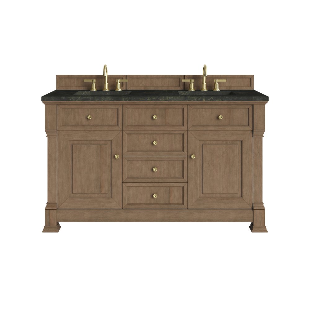 James Martin - Brookfield 60" Double Vanity, Pecan, w/ 3 CM Phantome Eclos Top - 547-V60D-PCN-3PHT view 1