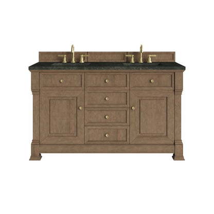 James Martin - Brookfield 60" Double Vanity, Pecan, w/ 3 CM Phantome Eclos Top - 547-V60D-PCN-3PHT view 1