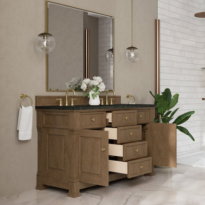 James Martin - Brookfield 60" Double Vanity, Pecan, w/ 3 CM Phantome Eclos Top - 547-V60D-PCN-3PHT view 5