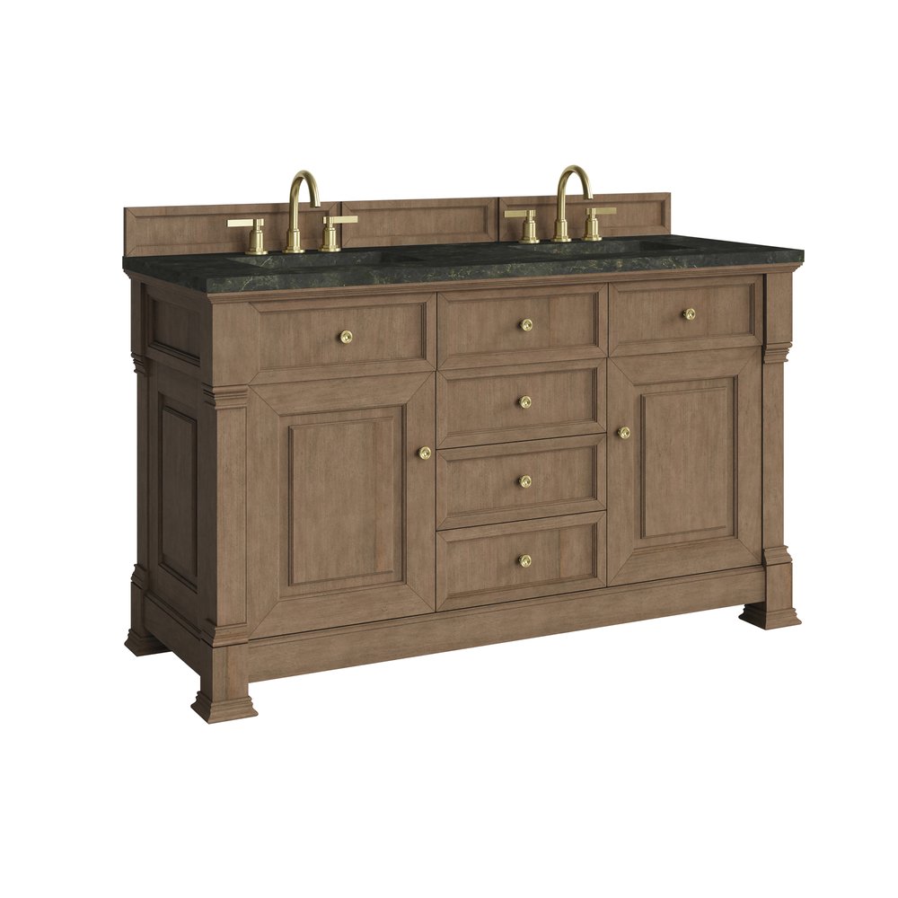 James Martin - Brookfield 60" Double Vanity, Pecan, w/ 3 CM Phantome Eclos Top - 547-V60D-PCN-3PHT view 9