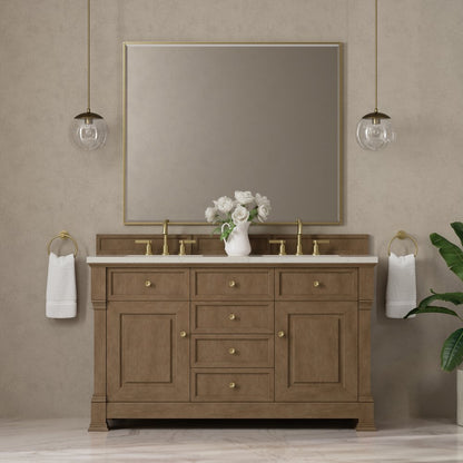 James Martin - Brookfield 60" Double Vanity, Pecan, w/ 3 CM Siberian Silestone Top - 547-V60D-PCN-3SFR view 3
