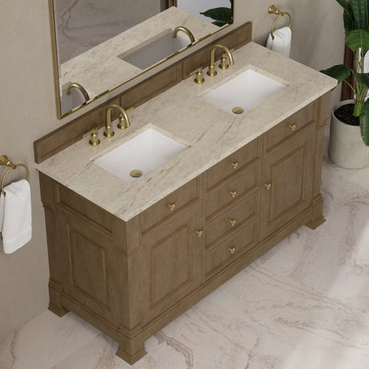 James Martin - Brookfield 60" Double Vanity, Pecan, w/ 3 CM Tajnar Eclos Top - 547-V60D-PCN-3TJR view 7