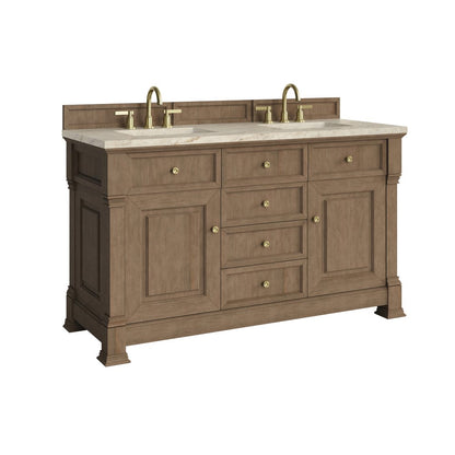 James Martin - Brookfield 60" Double Vanity, Pecan, w/ 3 CM Tajnar Eclos Top w/FreePower Wireless Charger - 547-V60D-PCN-FTJR view 8