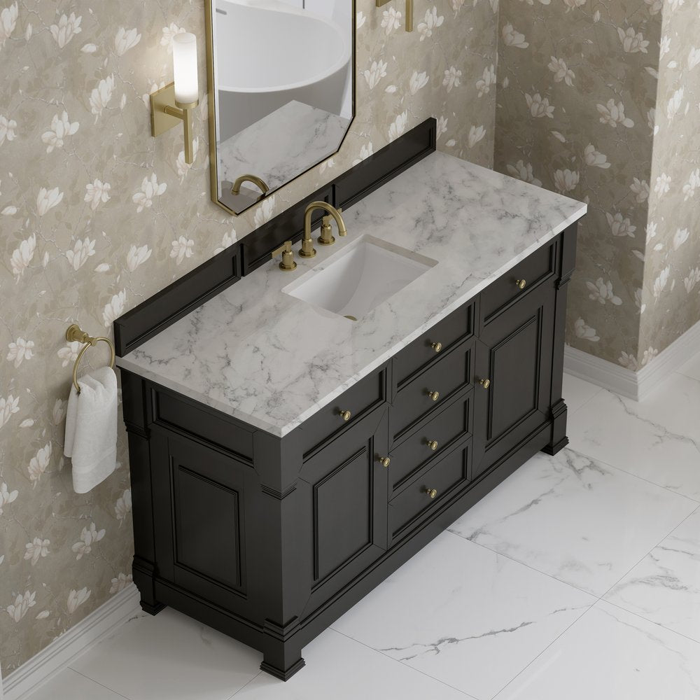James Martin - Brookfield 60" Single Vanity, Black Onyx w/3 CM Carrara White Marble Top - 547-V60S-BKO-3CAR view 7