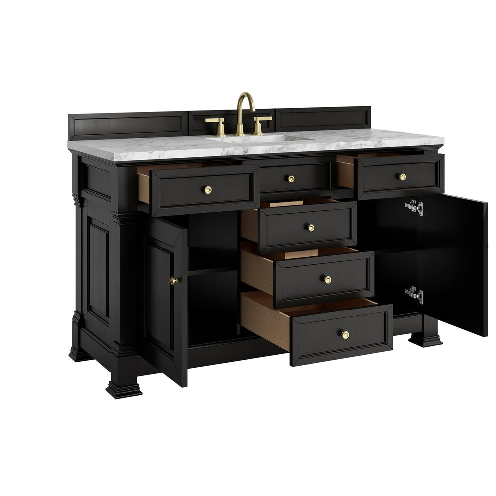 James Martin - Brookfield 60" Single Vanity, Black Onyx w/3 CM Carrara White Marble Top - 547-V60S-BKO-3CAR view 8