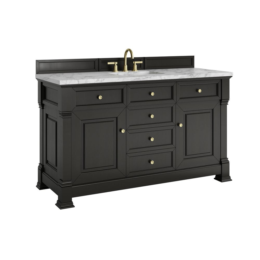 James Martin - Brookfield 60" Single Vanity, Black Onyx w/3 CM Carrara White Marble Top - 547-V60S-BKO-3CAR view 11