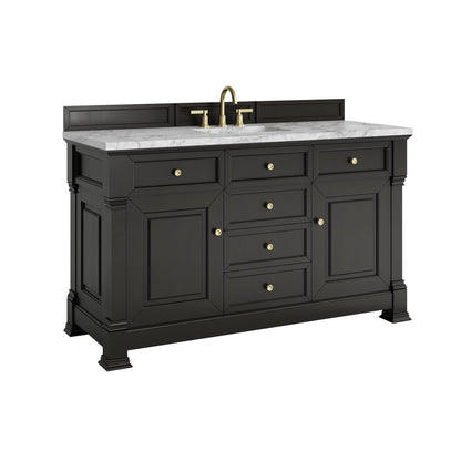 James Martin - Brookfield 60" Single Vanity, Black Onyx w/3 CM Carrara White Marble Top - 547-V60S-BKO-3CAR view 11