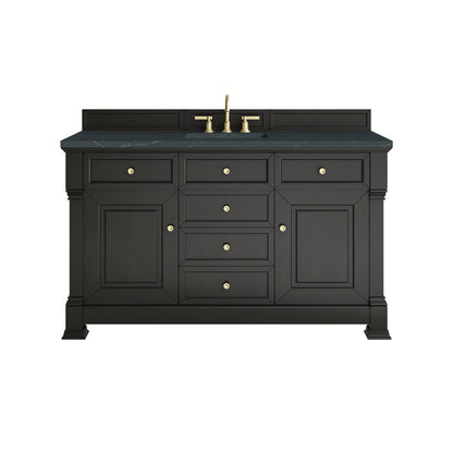 James Martin - Brookfield 60" Single Vanity, Black Onyx w/3 CM Charcoal Soapstone Silestone Top - 547-V60S-BKO-3CSP view 1