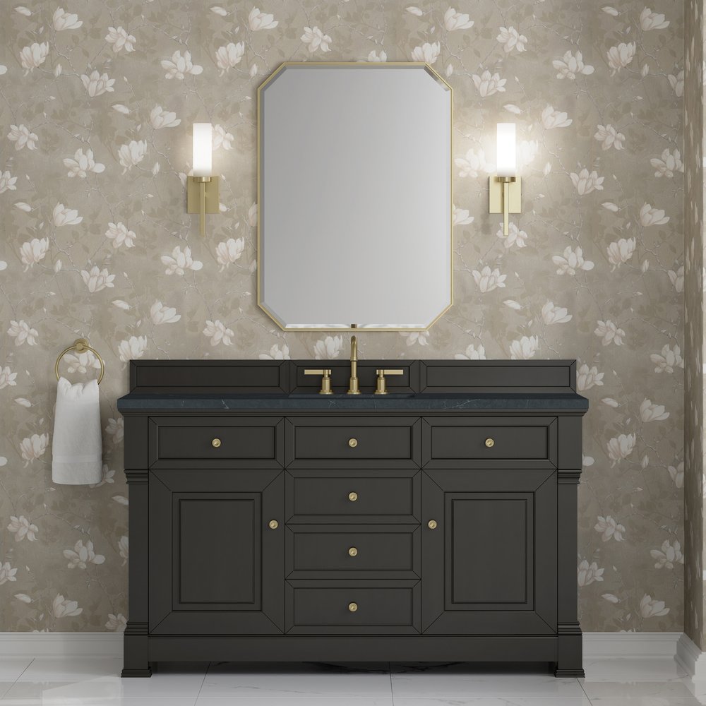 James Martin - Brookfield 60" Single Vanity, Black Onyx w/3 CM Charcoal Soapstone Silestone Top - 547-V60S-BKO-3CSP view 3