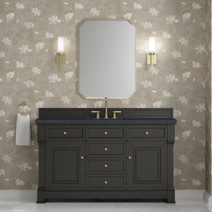 James Martin - Brookfield 60" Single Vanity, Black Onyx w/3 CM Charcoal Soapstone Silestone Top - 547-V60S-BKO-3CSP view 3
