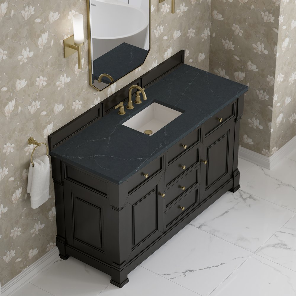 James Martin - Brookfield 60" Single Vanity, Black Onyx w/3 CM Charcoal Soapstone Silestone Top - 547-V60S-BKO-3CSP view 7