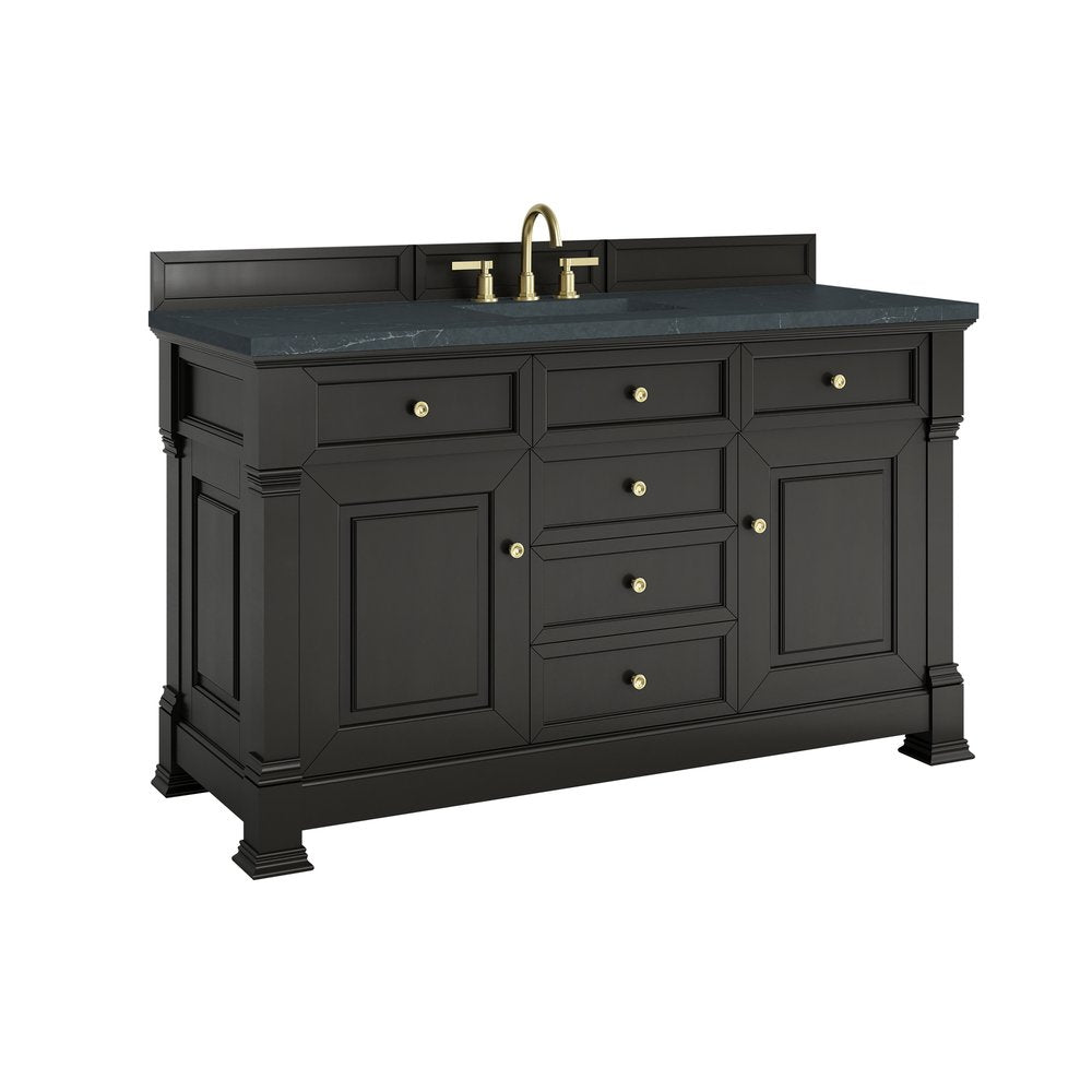 James Martin - Brookfield 60" Single Vanity, Black Onyx w/3 CM Charcoal Soapstone Silestone Top - 547-V60S-BKO-3CSP view 10