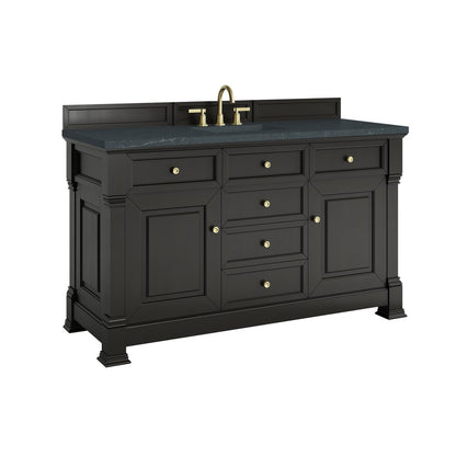 James Martin - Brookfield 60" Single Vanity, Black Onyx w/3 CM Charcoal Soapstone Silestone Top - 547-V60S-BKO-3CSP view 10