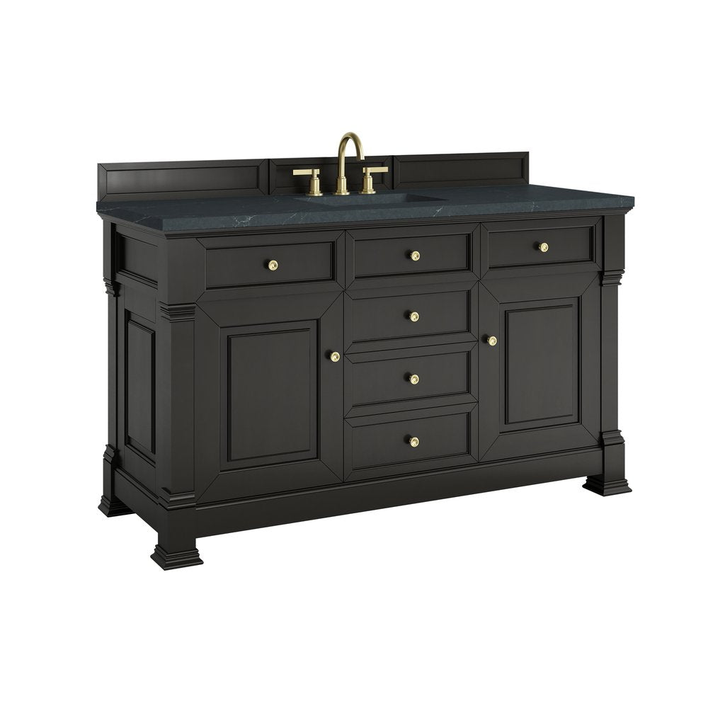 James Martin - Brookfield 60" Single Vanity, Black Onyx w/3 CM Charcoal Soapstone Silestone Top - 547-V60S-BKO-3CSP view 11