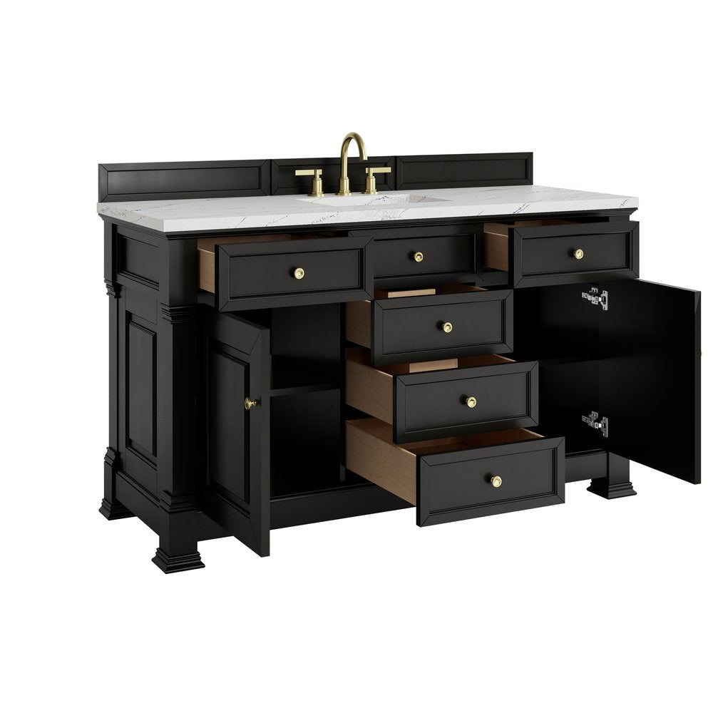 James Martin - Brookfield 60" Single Vanity, Black Onyx w/ 3 CM Ethereal Noctis Silestone Top - 547-V60S-BKO-3ENC view 8