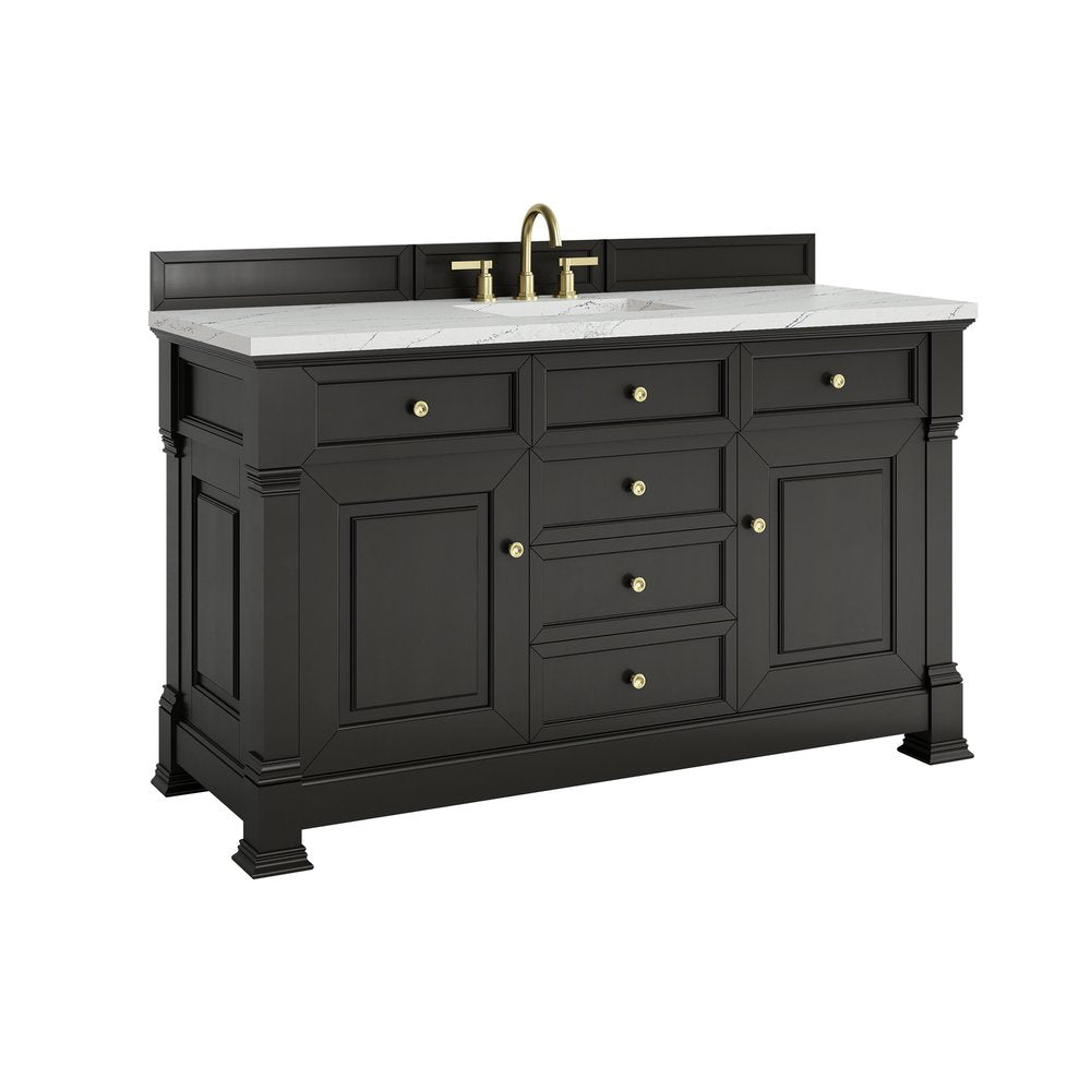 James Martin - Brookfield 60" Single Vanity, Black Onyx w/ 3 CM Ethereal Noctis Silestone Top - 547-V60S-BKO-3ENC view 10