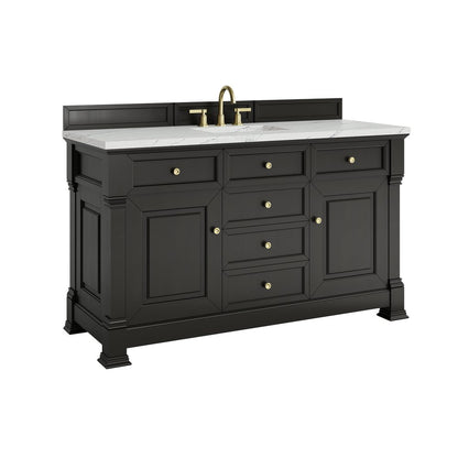 James Martin - Brookfield 60" Single Vanity, Black Onyx w/ 3 CM Ethereal Noctis Silestone Top - 547-V60S-BKO-3ENC view 10