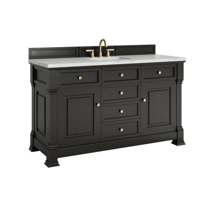 James Martin - Brookfield 60" Single Vanity, Black Onyx w/ 3 CM Ethereal Noctis Silestone Top - 547-V60S-BKO-3ENC view 11