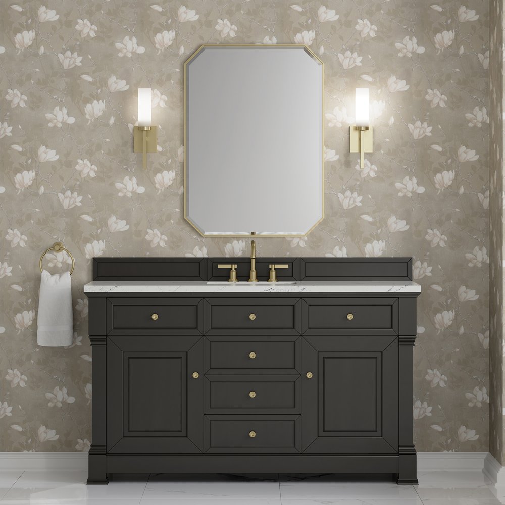 James Martin - Brookfield 60" Single Vanity, Black Onyx w/ 3 CM Ethereal Noctis Silestone Top w/ FreePower Wireless Charger - 547-V60S-BKO-FENC view 4