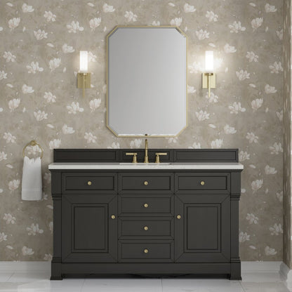 James Martin - Brookfield 60" Single Vanity, Black Onyx w/ 3 CM Lime Delight Silestone Top - 547-V60S-BKO-3LDL view 3