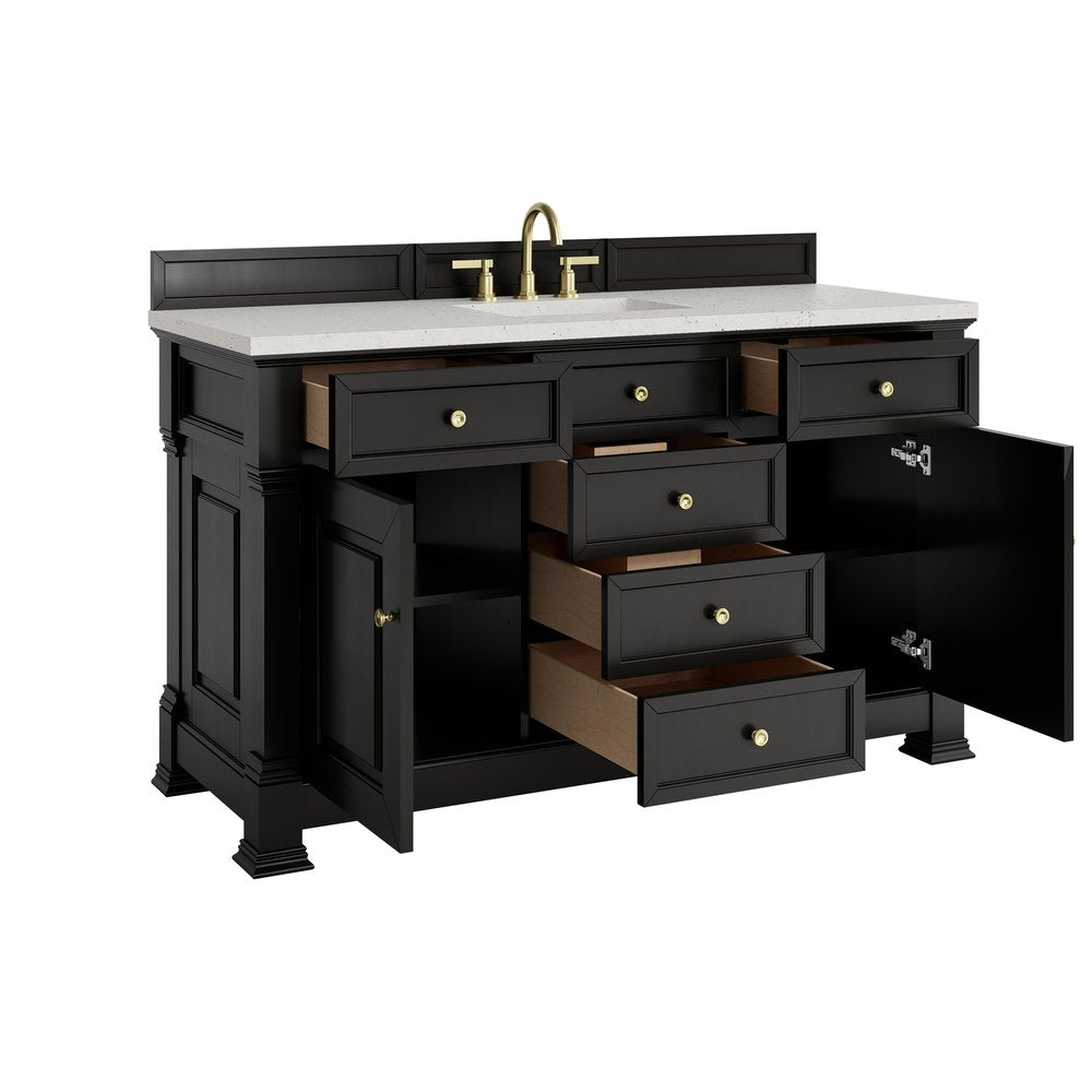 James Martin - Brookfield 60" Single Vanity, Black Onyx w/ 3 CM Lime Delight Silestone Top - 547-V60S-BKO-3LDL view 8