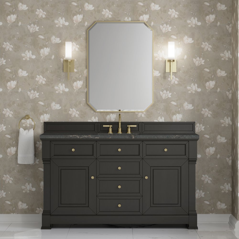 James Martin - Brookfield 60" Single Vanity, Black Onyx w/ 3 CM Parisien Bleu Silestone Top - 547-V60S-BKO-3PBL view 3