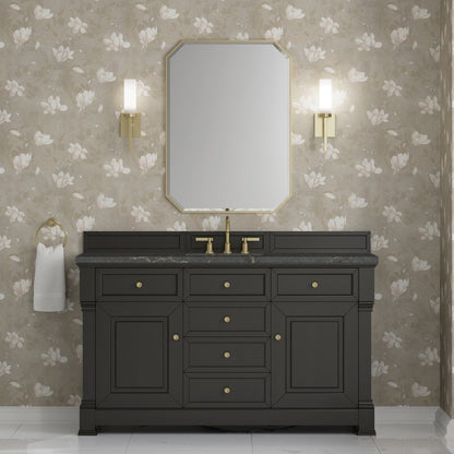 James Martin - Brookfield 60" Single Vanity, Black Onyx w/ 3 CM Parisien Bleu Silestone Top - 547-V60S-BKO-3PBL view 3