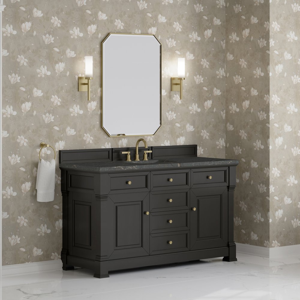 James Martin - Brookfield 60" Single Vanity, Black Onyx w/ 3 CM Parisien Bleu Silestone Top - 547-V60S-BKO-3PBL view 4