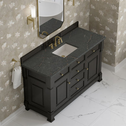 James Martin - Brookfield 60" Single Vanity, Black Onyx w/ 3 CM Parisien Bleu Silestone Top - 547-V60S-BKO-3PBL view 7