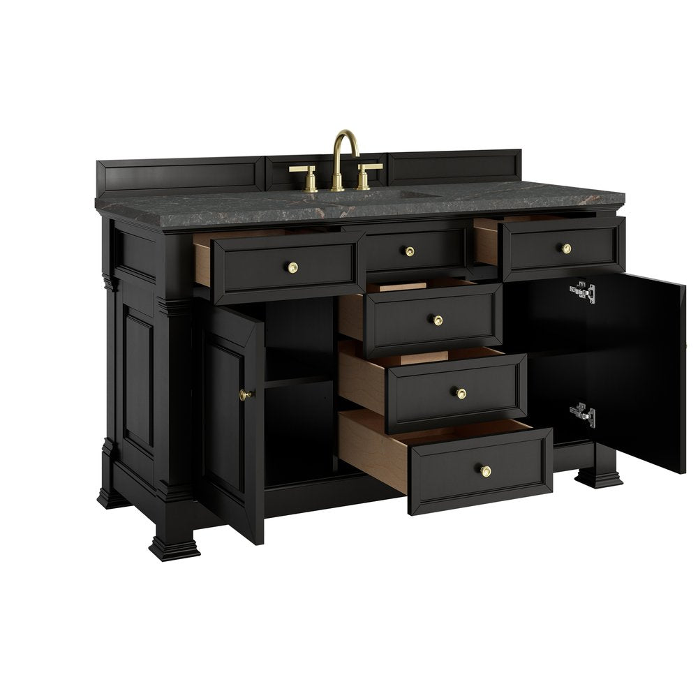James Martin - Brookfield 60" Single Vanity, Black Onyx w/ 3 CM Parisien Bleu Silestone Top - 547-V60S-BKO-3PBL view 8