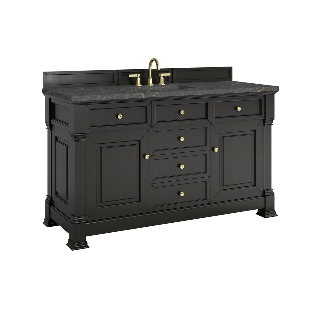 James Martin - Brookfield 60" Single Vanity, Black Onyx w/ 3 CM Parisien Bleu Silestone Top - 547-V60S-BKO-3PBL view 10