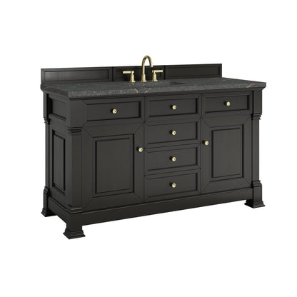 James Martin - Brookfield 60" Single Vanity, Black Onyx w/ 3 CM Parisien Bleu Silestone Top - 547-V60S-BKO-3PBL view 10