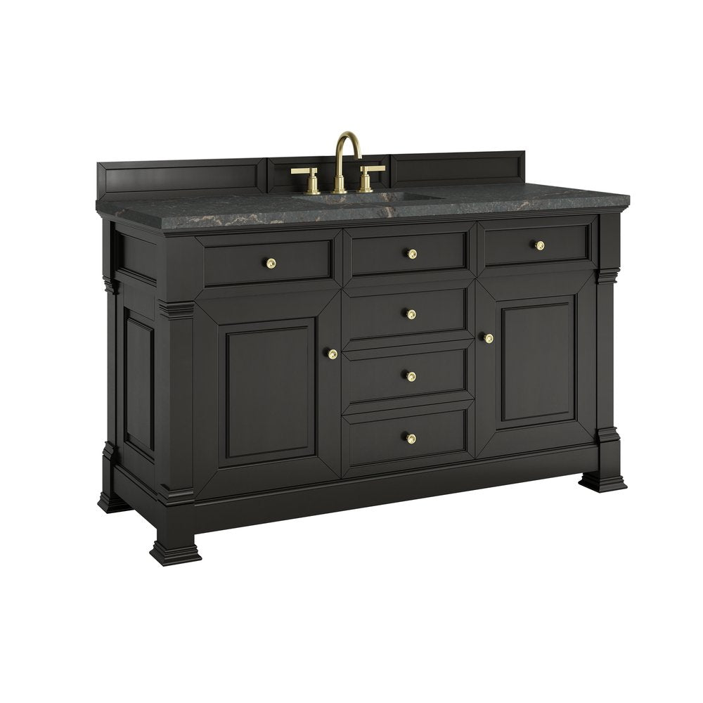 James Martin - Brookfield 60" Single Vanity, Black Onyx w/ 3 CM Parisien Bleu Silestone Top w/ FreePower Wireless Charger - 547-V60S-BKO-FPBL view 11