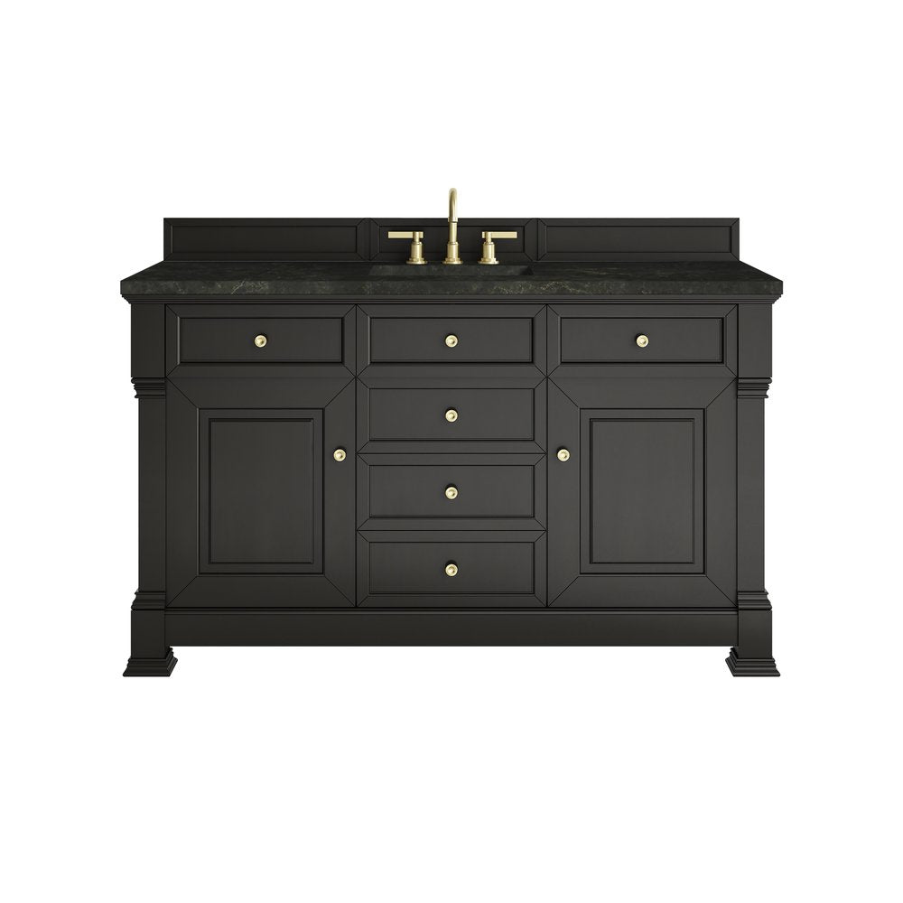 James Martin - Brookfield 60" Single Vanity, Black Onyx, w/ 3 CM Phantome Eclos Top - 547-V60S-BKO-3PHT view 1