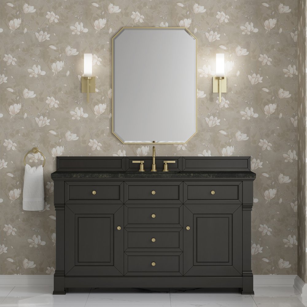 James Martin - Brookfield 60" Single Vanity, Black Onyx, w/ 3 CM Phantome Eclos Top - 547-V60S-BKO-3PHT view 3