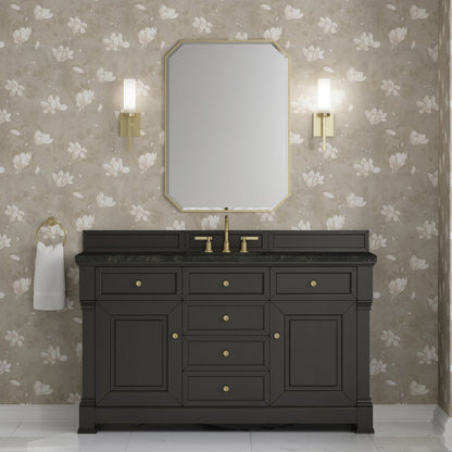 James Martin - Brookfield 60" Single Vanity, Black Onyx, w/ 3 CM Phantome Eclos Top - 547-V60S-BKO-3PHT view 3