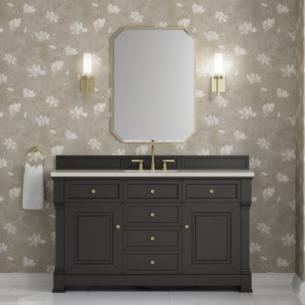 James Martin - Brookfield 60" Single Vanity, Black Onyx, w/ 3 CM Siberian Silestone Top - 547-V60S-BKO-3SFR view 3