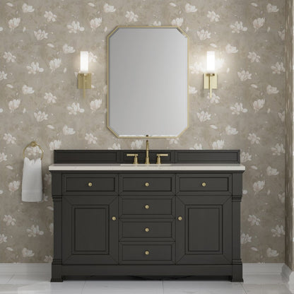 James Martin - Brookfield 60" Single Vanity, Black Onyx, w/ 3 CM Siberian Silestone Top - 547-V60S-BKO-3SFR view 3