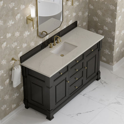 James Martin - Brookfield 60" Single Vanity, Black Onyx, w/ 3 CM Siberian Silestone Top - 547-V60S-BKO-3SFR view 7