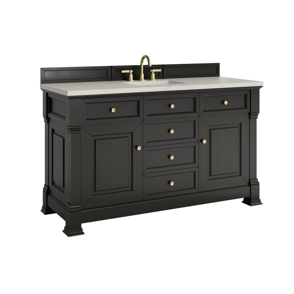 James Martin - Brookfield 60" Single Vanity, Black Onyx, w/ 3 CM Siberian Silestone Top - 547-V60S-BKO-3SFR view 9