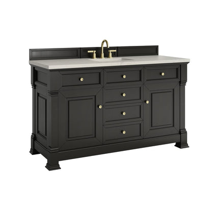 James Martin - Brookfield 60" Single Vanity, Black Onyx, w/ 3 CM Siberian Silestone Top - 547-V60S-BKO-3SFR view 9